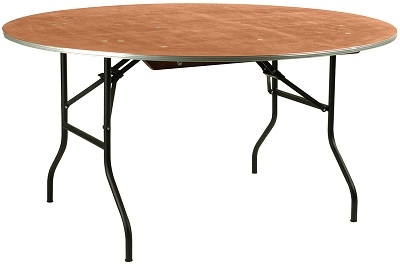 component Vergelijkbaar Schelden tafel rond hout diameter 152 cm h 74 (8 personen) alu rand - te koop nieuw  - Tzigane feestverhuur
